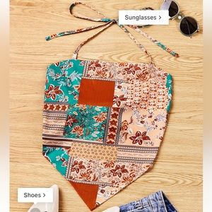 Floral print tie back halter hanky top